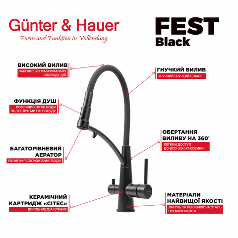FEST Black: кухонний змішувач Gunter&Hauer FESTBlack фото